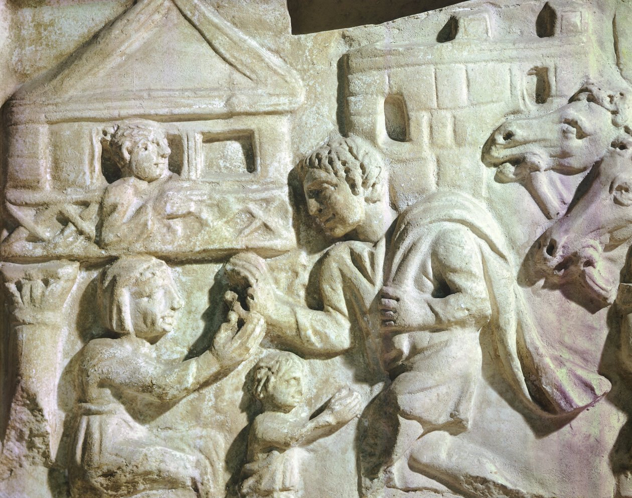 Scene of Deer Hunting with Nets, Roman Sarcophagus, 4th Century by Roman