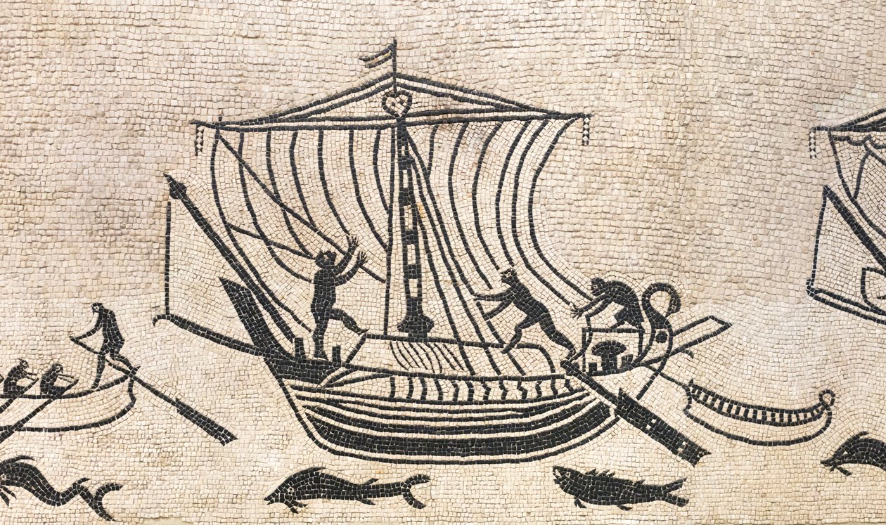 Ship approaching a port (detail) by Roman