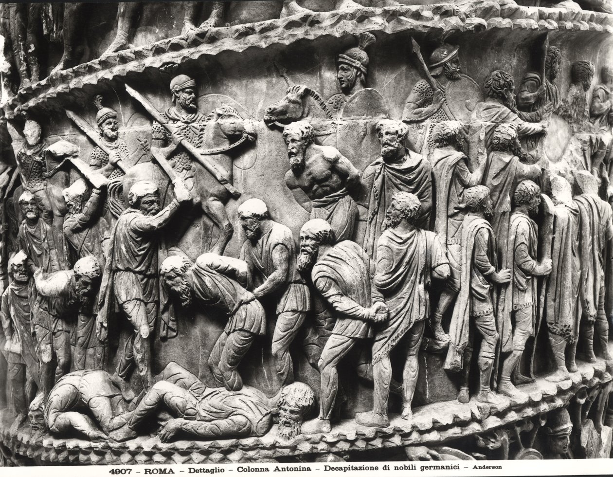 The Beheading of German Nobles, (detail) from the Column of Marcus Aurelius by Roman