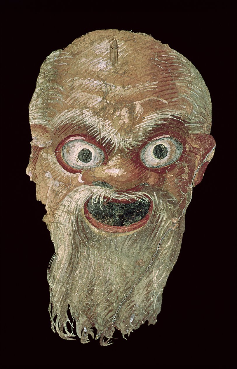 Theatre Mask, East Wall, Oecus 5 (detail) by Roman