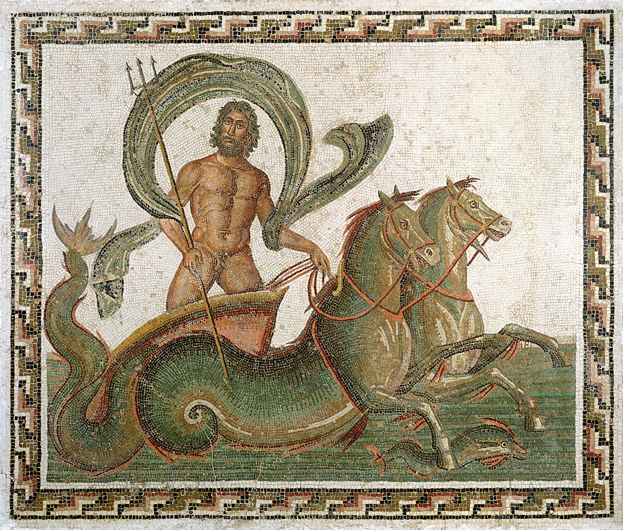 Triumph of Neptune, pavement from the House of Wadi Blibane, Sousse by Roman