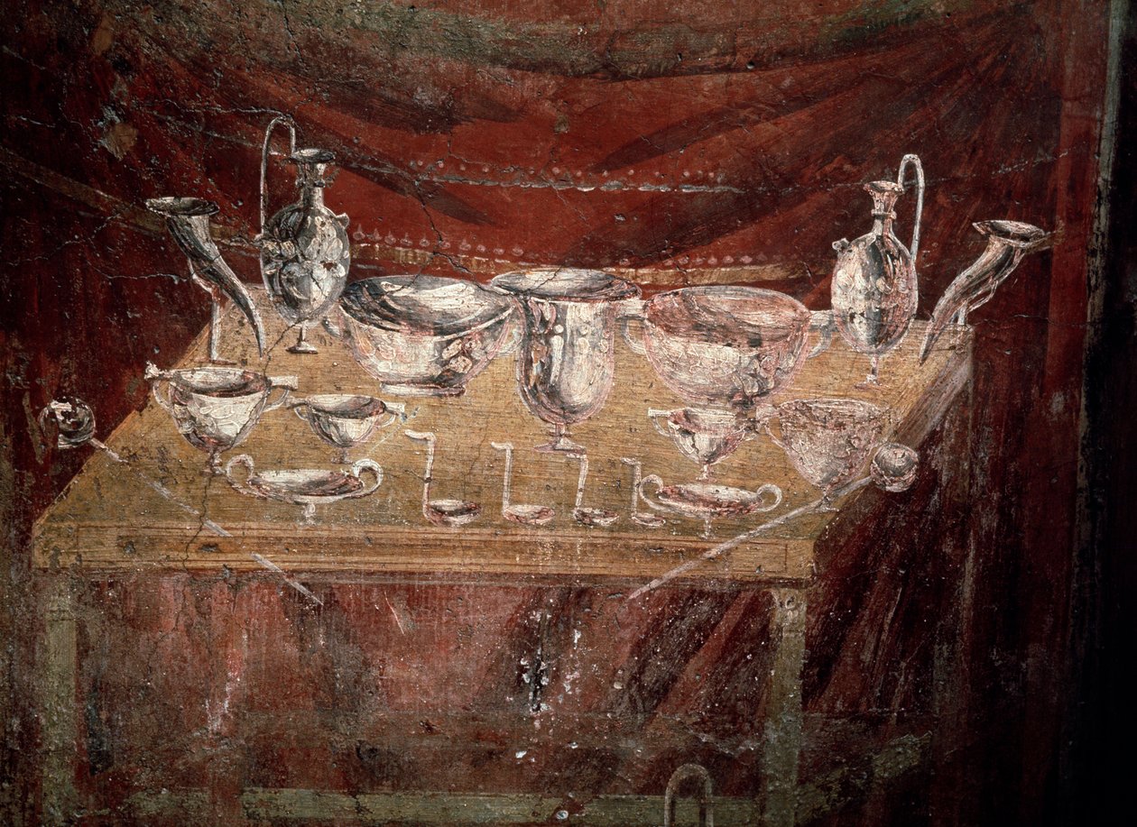 View of a Table Covered with Silver Dishes by Roman