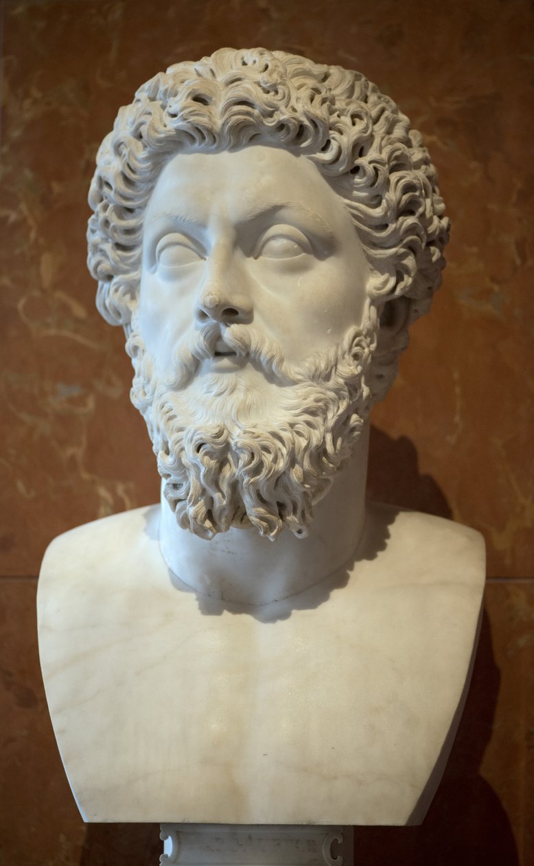Bust of the Roman Emperor Marcus Aurelius (121 - 180 AD) marble by Roman Roman