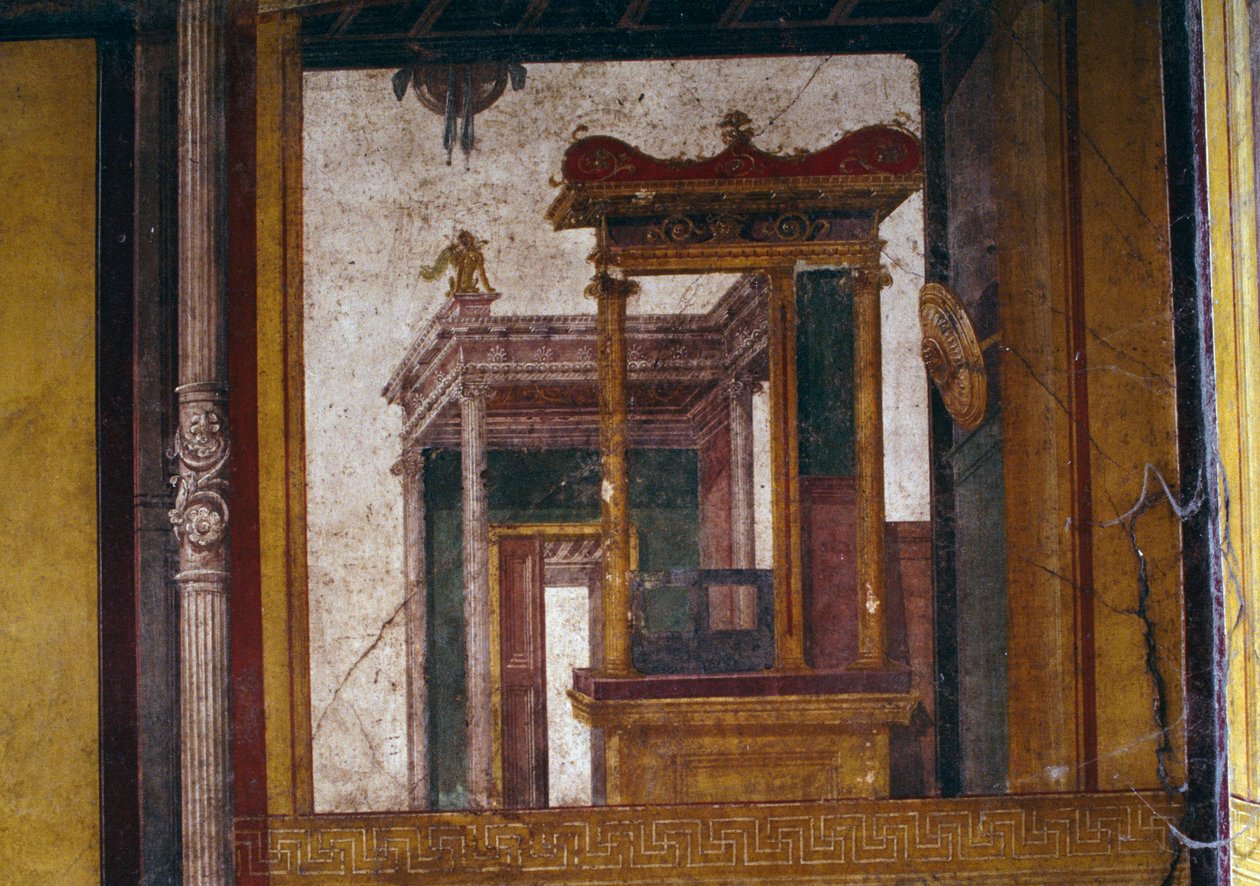 Fantastic Architectures, Fresco from the Oecus in the House of the Vettii, Pompeii (UNESCO World Heritage List) by Roman Roman