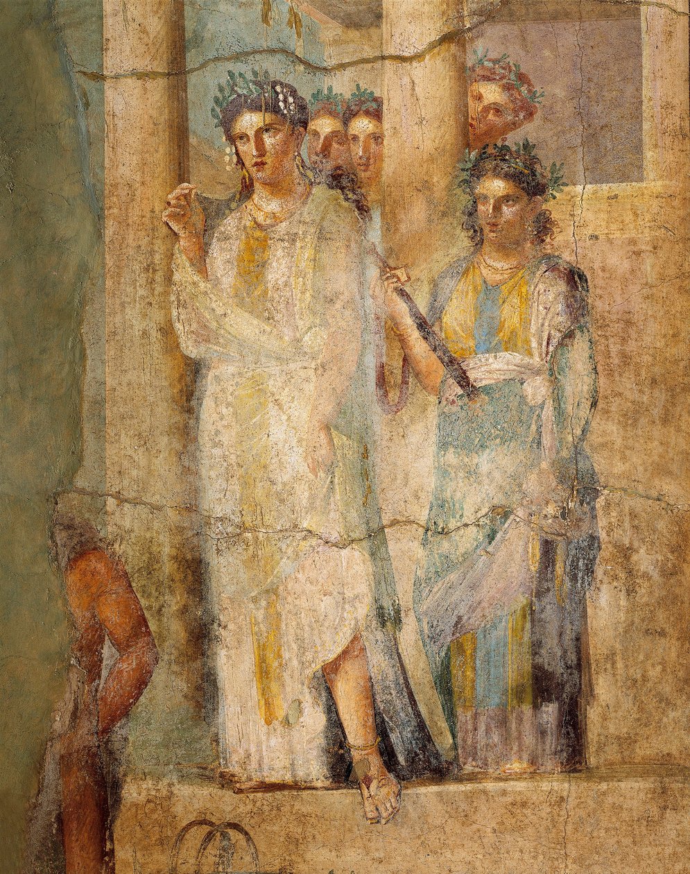 Fresco Depicting Iphigenia in Tauris, Detail of Maids, from House of L. Caecilius Giocondus at Pompeii, Italy by Roman Roman