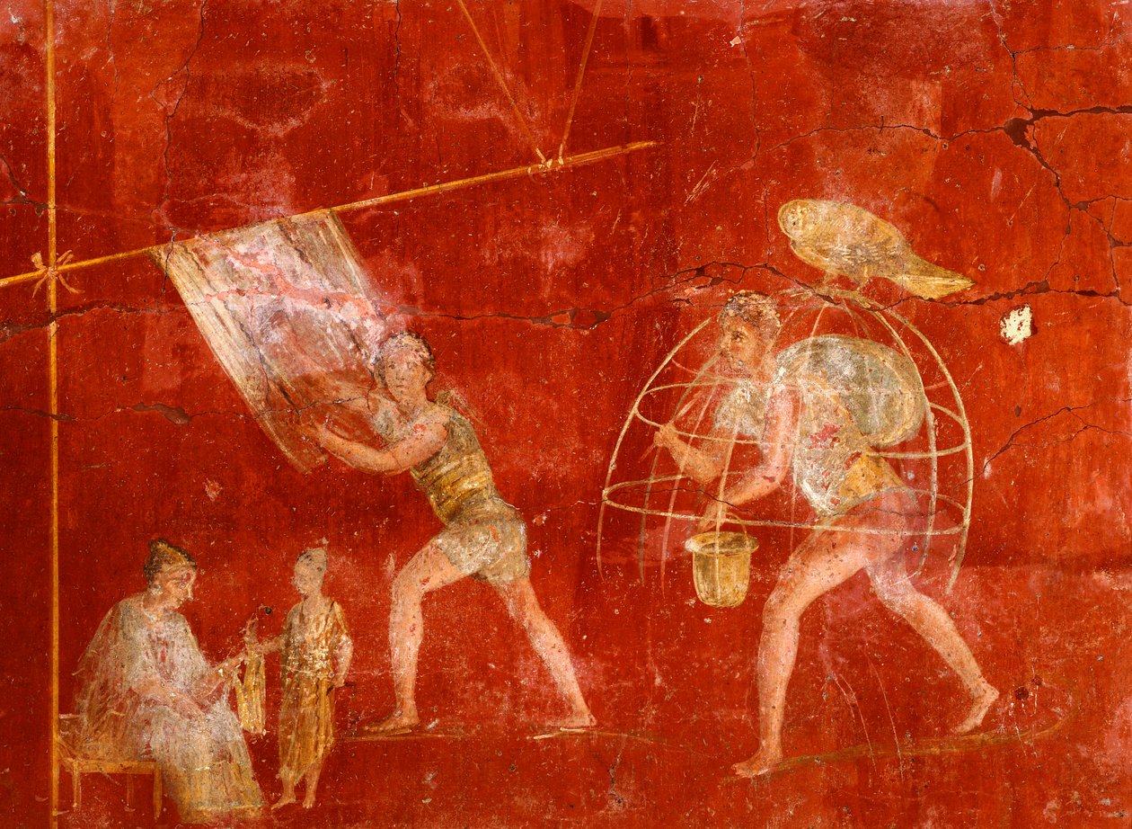 Fresco Depicting Laundrymen, from Pompeii by Roman Roman