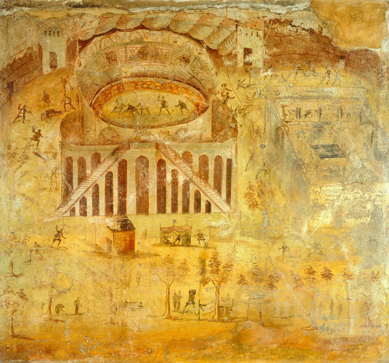 Fresco Depicting Quarrel Between Pompeians and Nocerini in Amphitheater, from Pompeii, Campania, Roman Civilization by Roman Roman