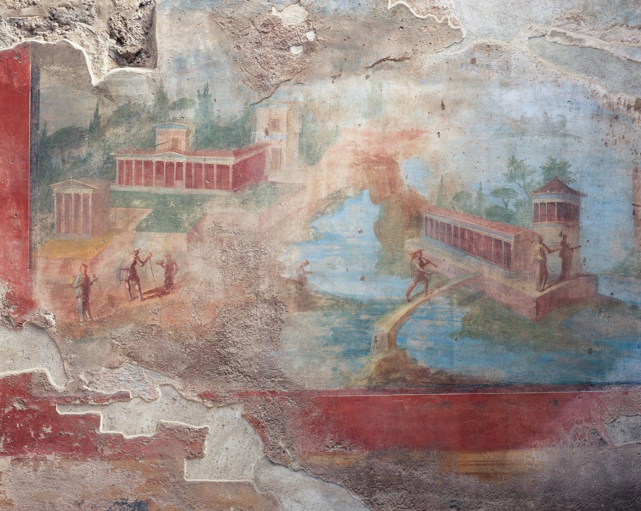 Fresco of fountain-nymphaeum of House of Small Fountain, Pompeii (UNESCO World Heritage Site) by Roman Roman