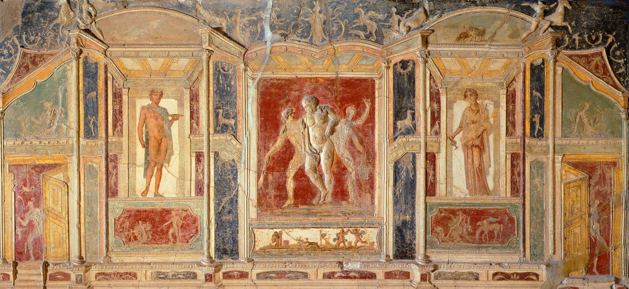 Fresco with Wall Decoration from House of Meleagro, Pompeii by Roman Roman