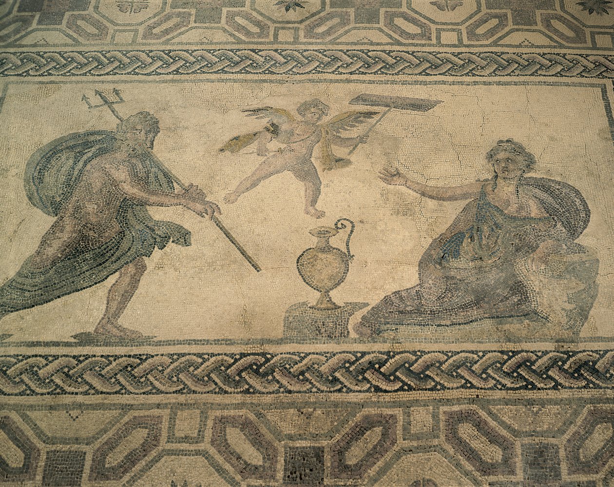 High angle view of a mural on the floor, Paphos, Cyprus by Roman Roman