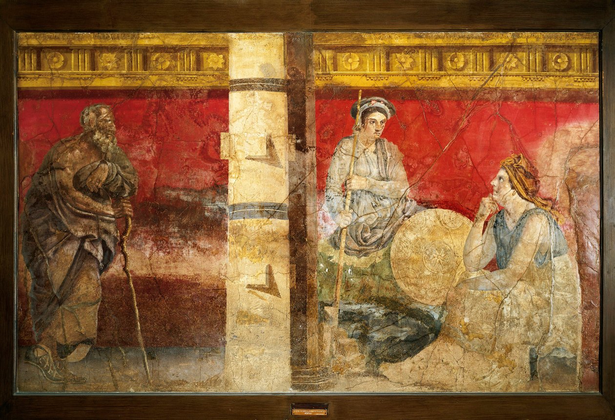 Macedonian Royal Family and a Philosopher (Fresco) by Roman Roman