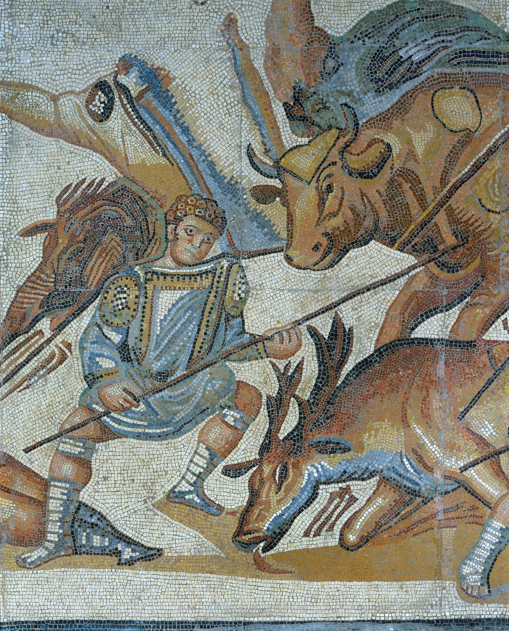 Mosaic showing a scene of a wild beast hunt (detail) by Roman Roman