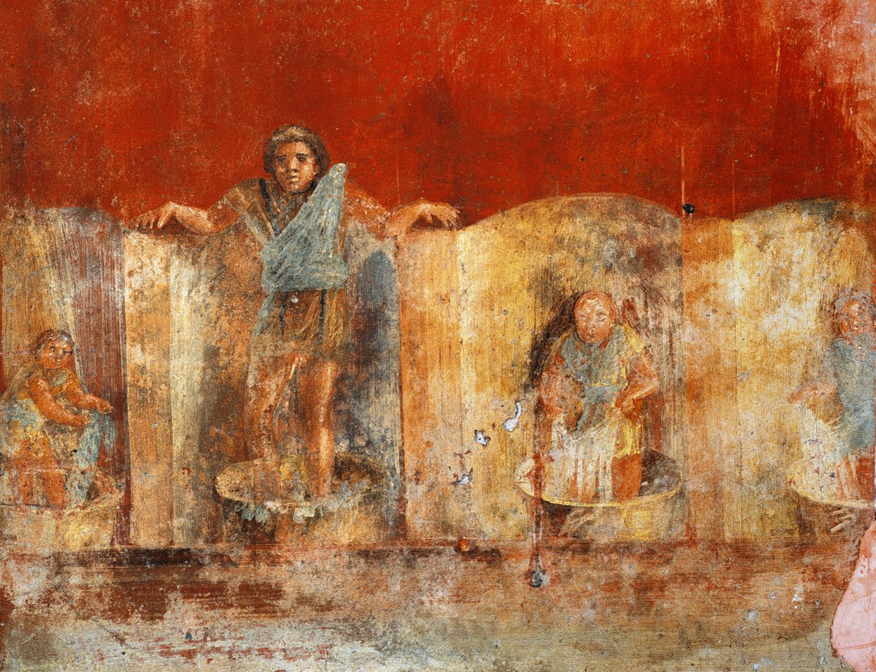 Pillar Fresco Depicting Wool Manufacturing, from Pompei, Fullonica of Veranio Ipseo by Roman Roman