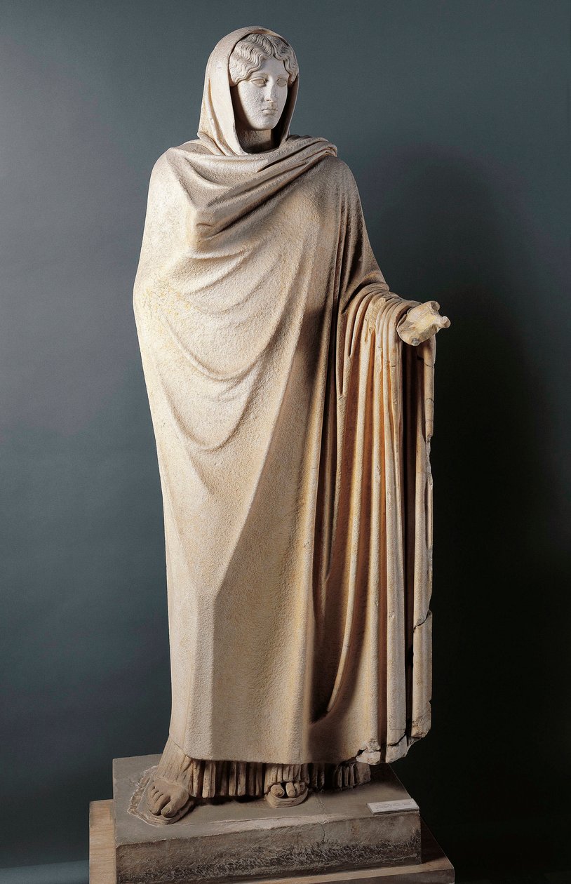 Aphrodite Sosandra. Marble sculpture of the 1st century after a Greek original of Calamis from the 5th century BC. Discovered in Baia, Italy. Naples, Museo Archeologico Nazionale by Roman Roman
