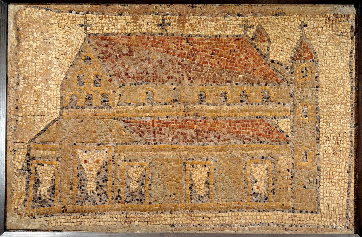 Roman Art: Mosaic of a Basilica Represented in Perspective, 2nd Half of the 5th Century by Roman Roman