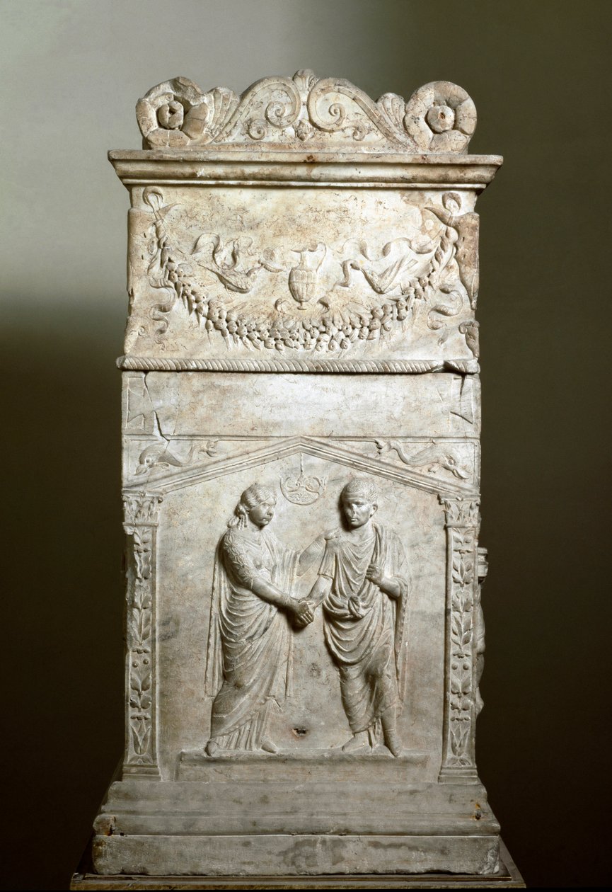 Roman Art: Funerary Altar Decorating the Scene of a Wedding by Roman Roman