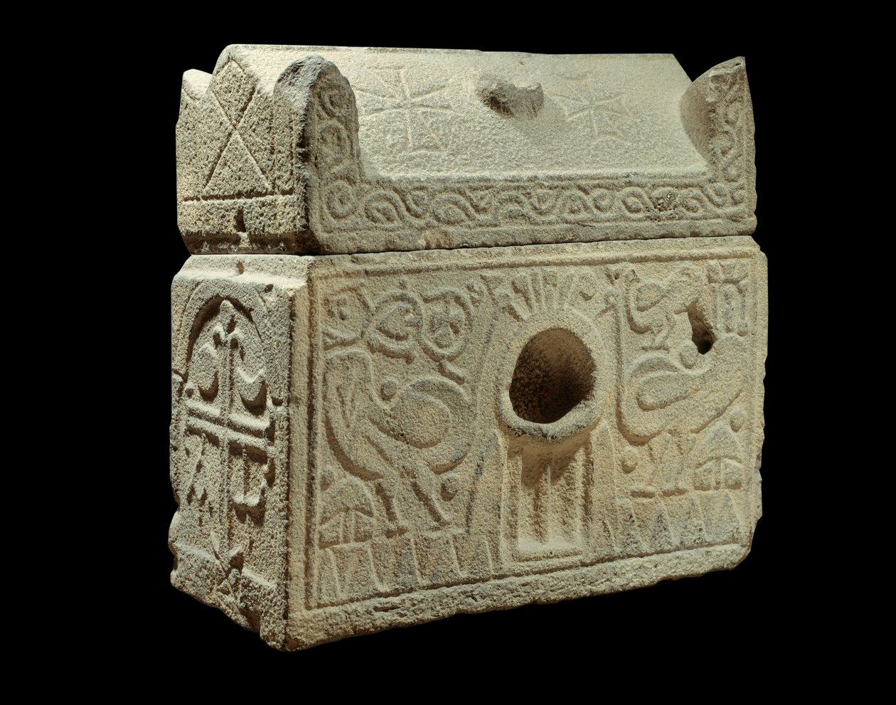 Roman art: reliquary in the form of sarcophagus, found in Syria by Roman Roman