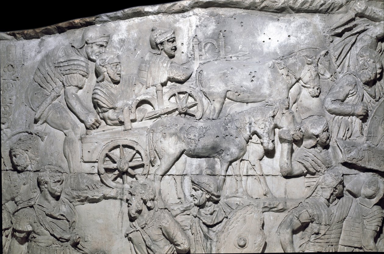 The Roman army in progress, Mould of 1862 reproducing the bas-reliefs of the column of Trajan by Roman Roman