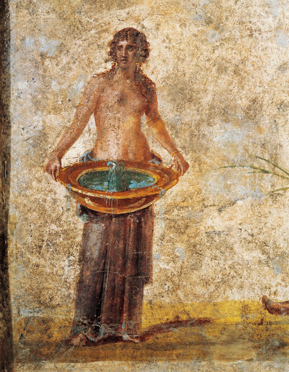Roman civilization - Woman carrying bucket of water, from Pompei by Roman Roman