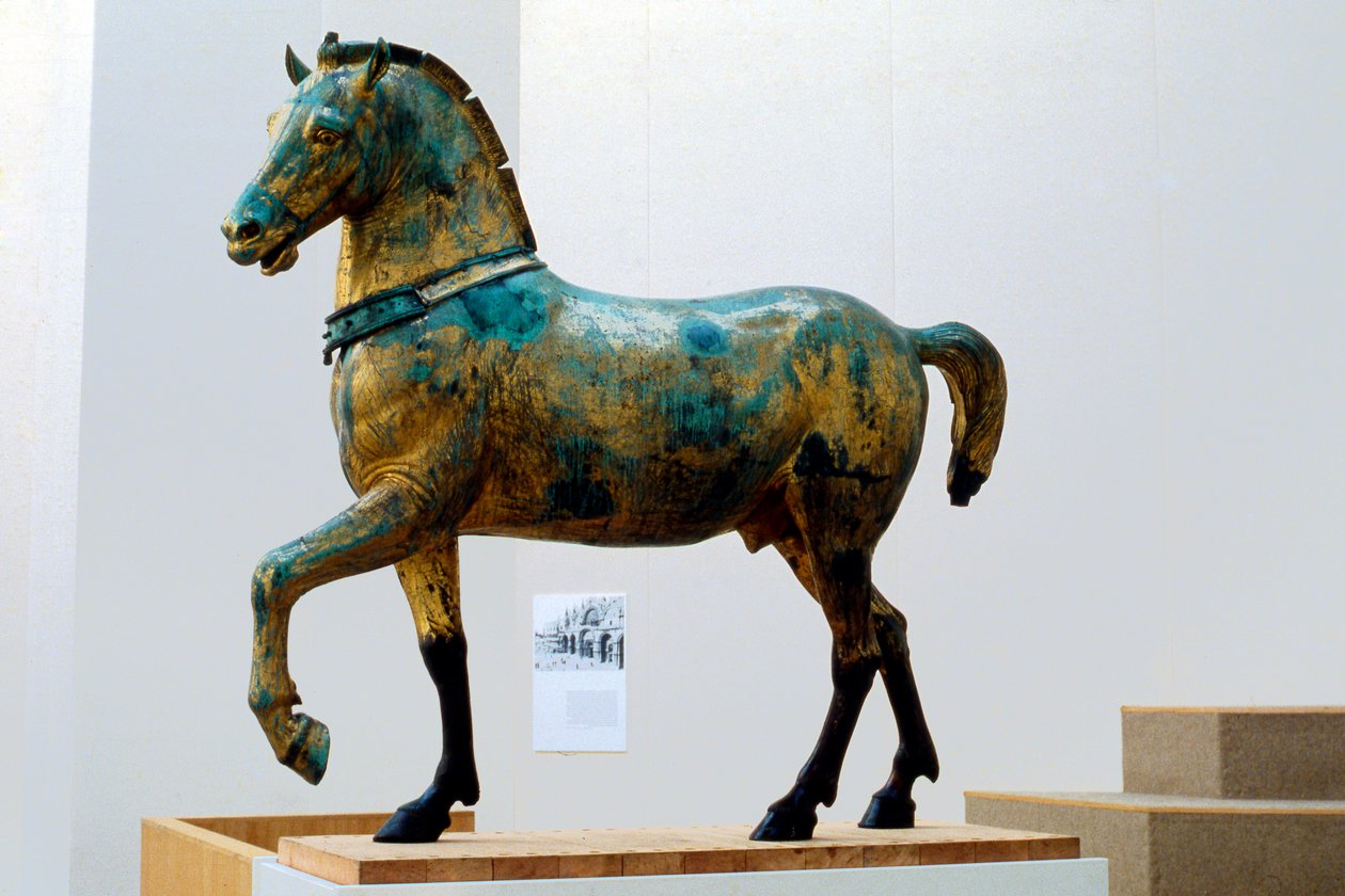 Statue of One of the Four Triumphal Quadriga Horses of San Marco (Bronze) by Roman Roman