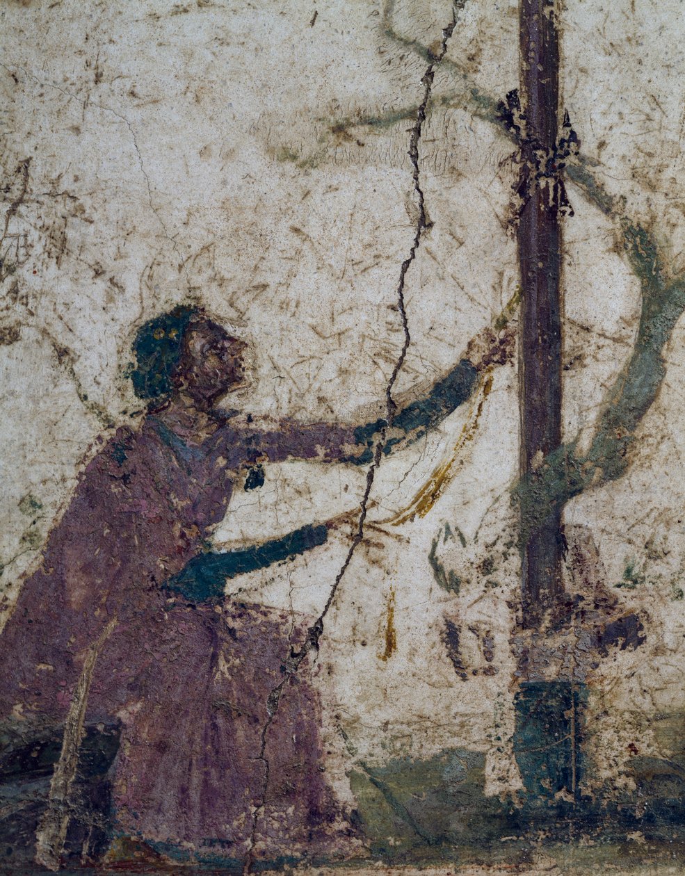 Woman at Sacred Tree (fragment of fresco from Pompeii, Roman civilization) by Roman Roman