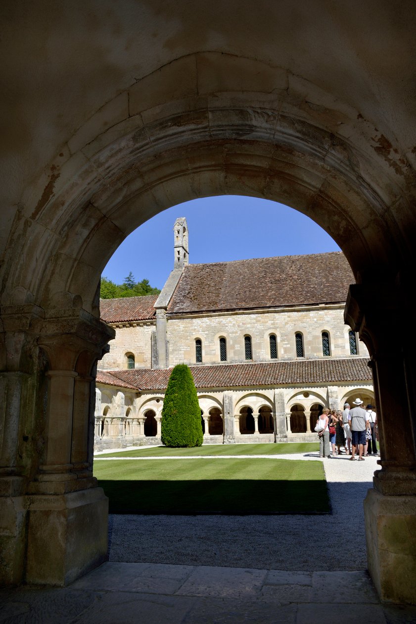 Romanesque architecture: view of the cloister and the buildings of the Cistercian abbey of Fontenay, Burgundy by Romanesque