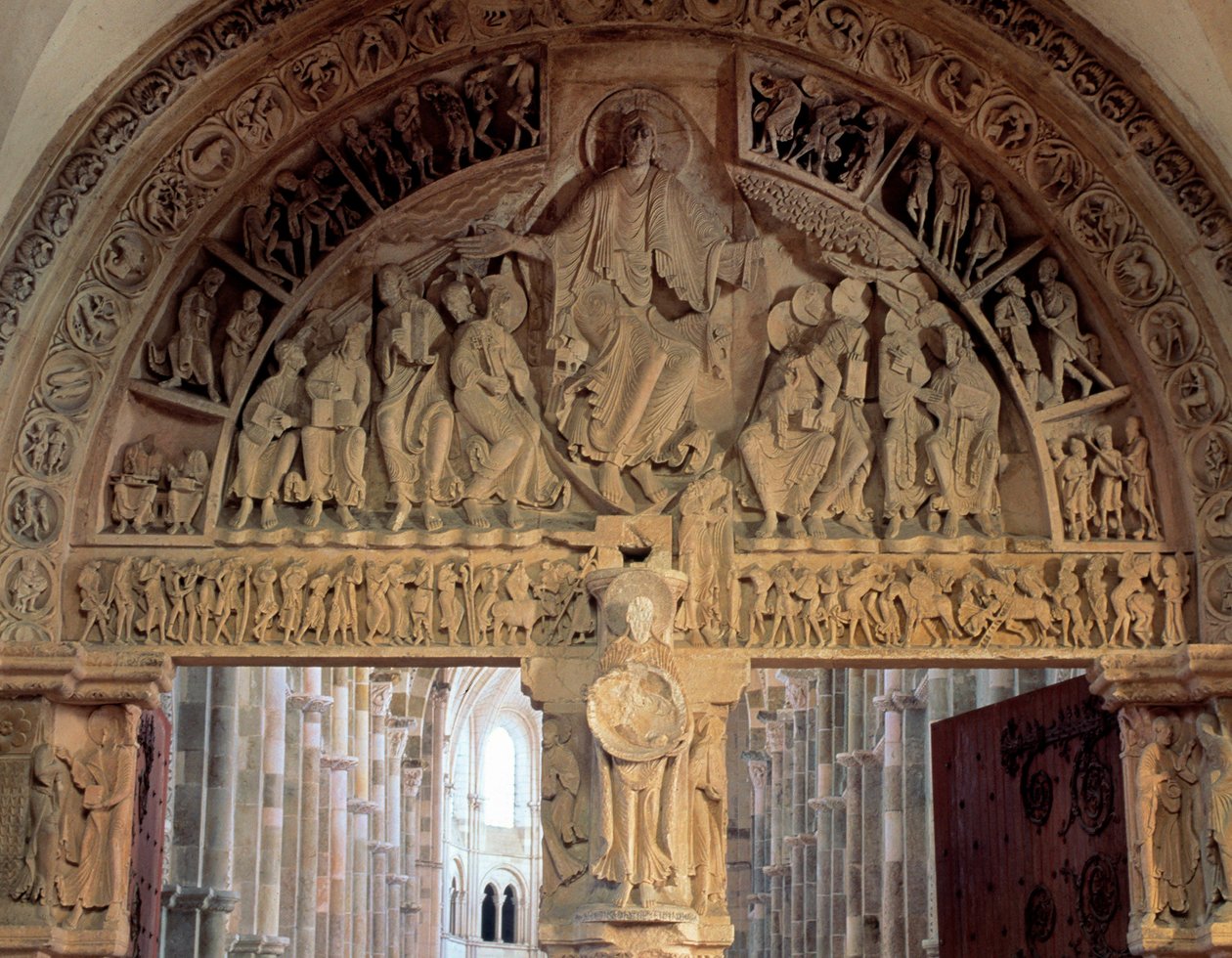 Tympanum of the Basilica of Vezelay Representing Christ in Majesty by Romanesque