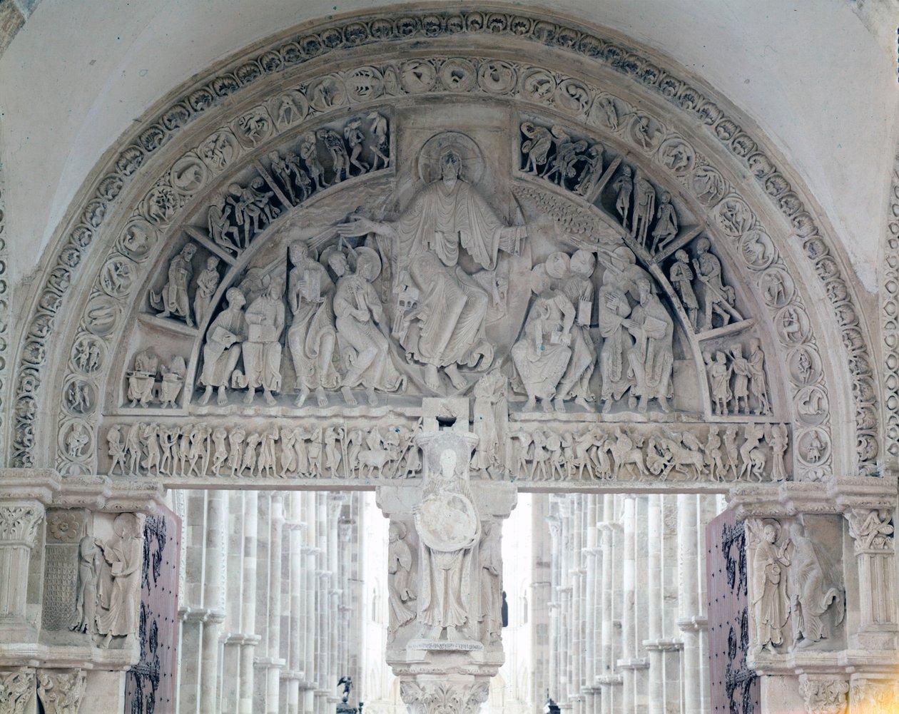 Vezelay Abbey, the eardrum of the Basilica of Santa Maria Magdalene. 12th century by Romanesque