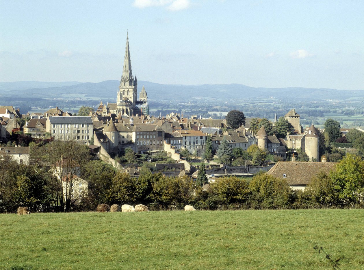 View of the city of Autun and the Cathedral Saint Lazare by Romanesque