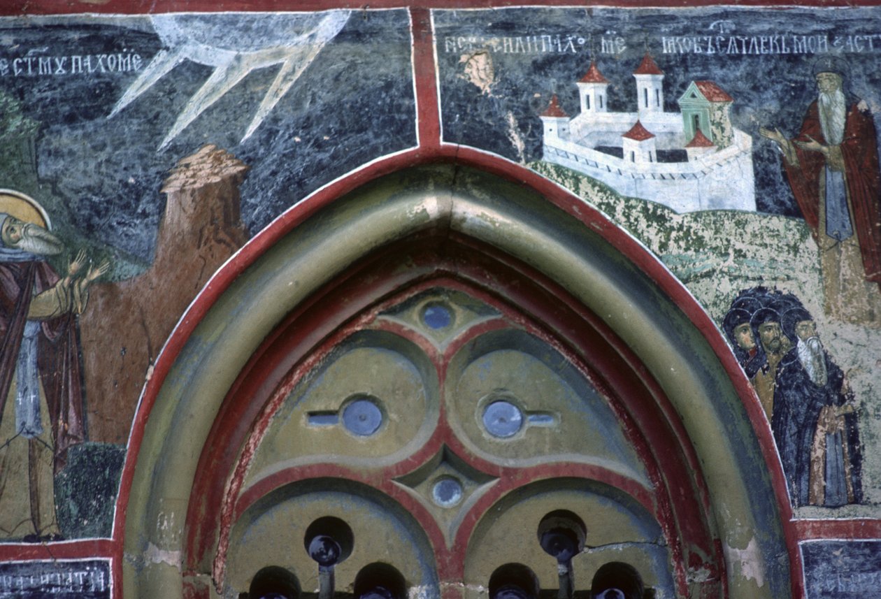 Gothic Window and the Life of St Pachomius, from the North Wall of the Church, c.1601 by Romanian School