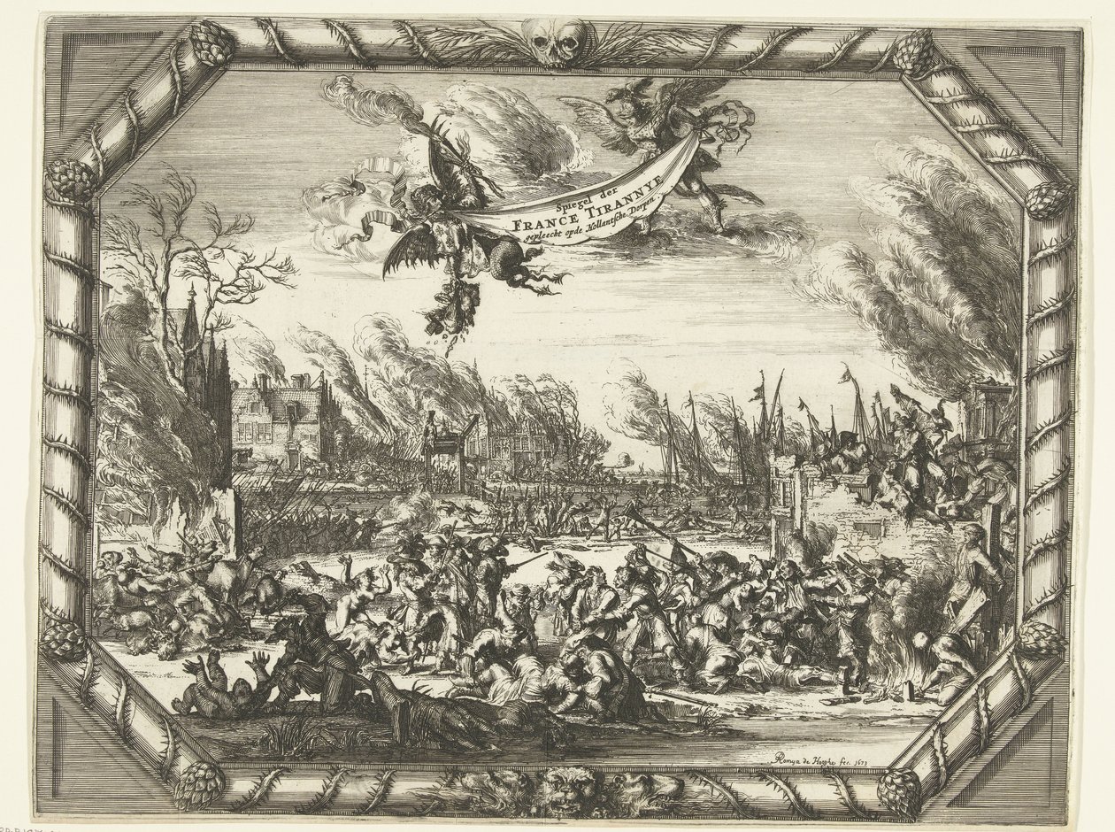 French Atrocities in Bodegraven and Zwammerdam, 1672 (title on object) by Romeyn de Hooghe