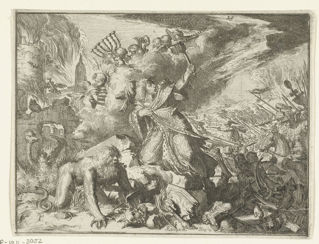 Man in Cloak Attacked by Riders by Romeyn de Hooghe