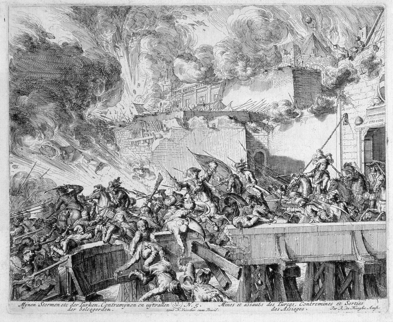 Vienna Print Cycle, Explosion of a Mine and Countermine, Raid on the Turks, 1683 by Romeyn de Hooghe