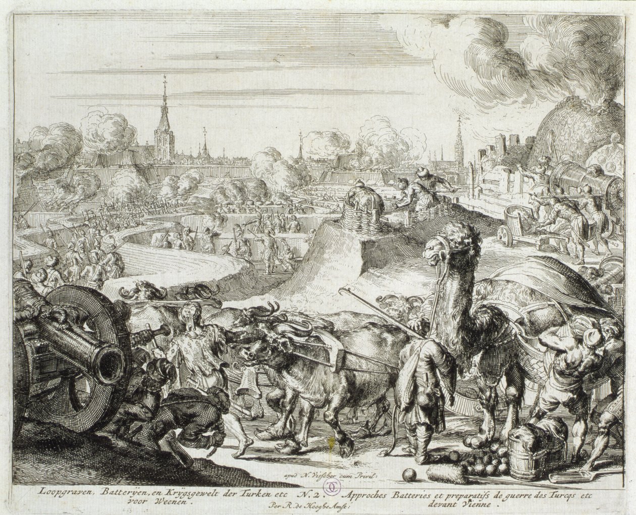 Vienna Print Cycle, Turkish Position in Vienna, 1683 by Romeyn de Hooghe