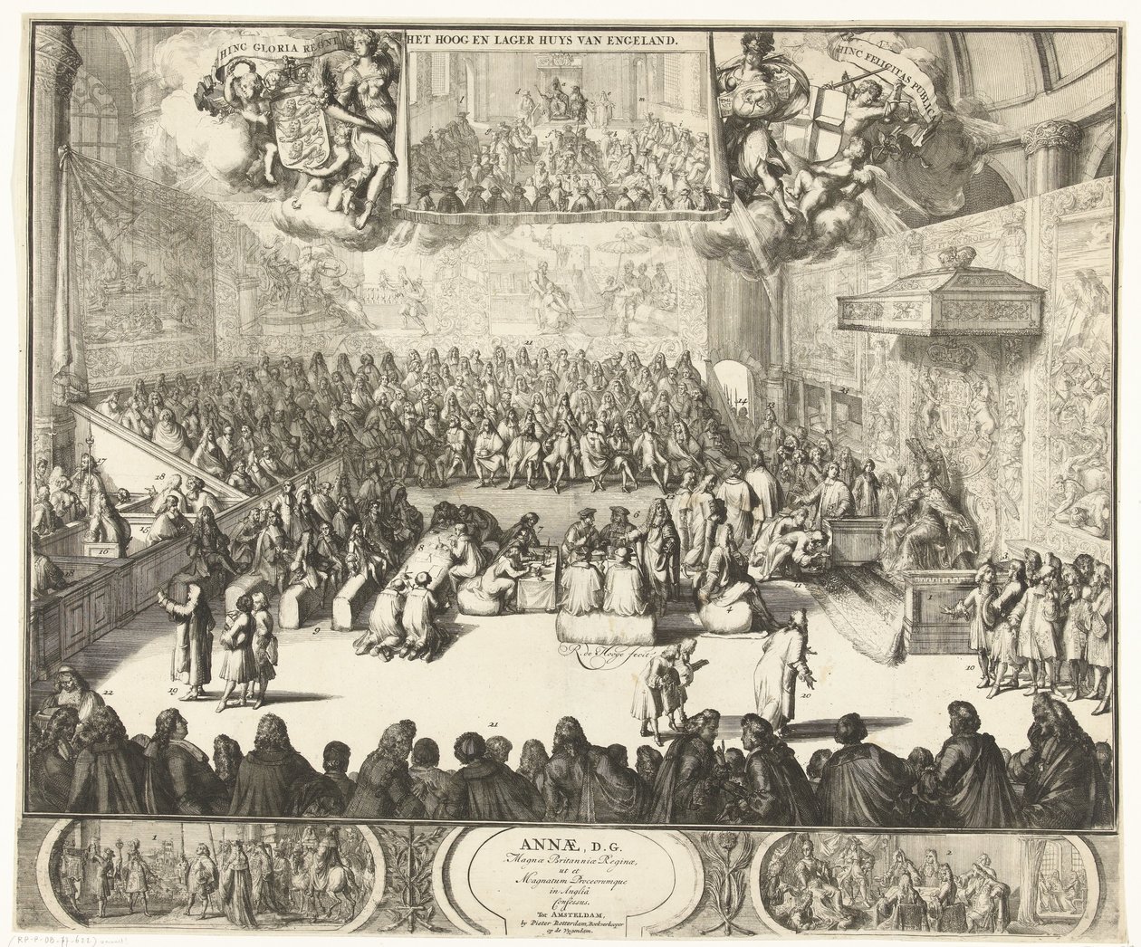 Session of the House of Commons with Queen Anne on the Throne, 1702 by Romeyn de Hooghe