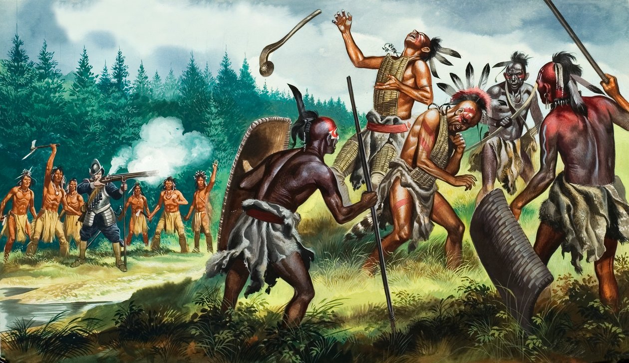 English colonies fighting the Iroquois Confederacy, 20th century by Ron Embleton