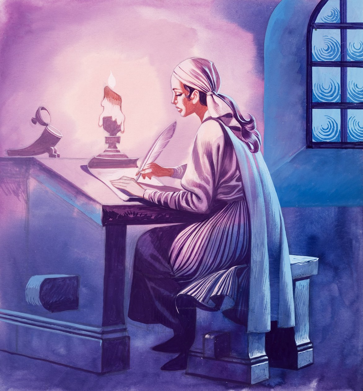 Girl Writing a Letter by Ron Embleton
