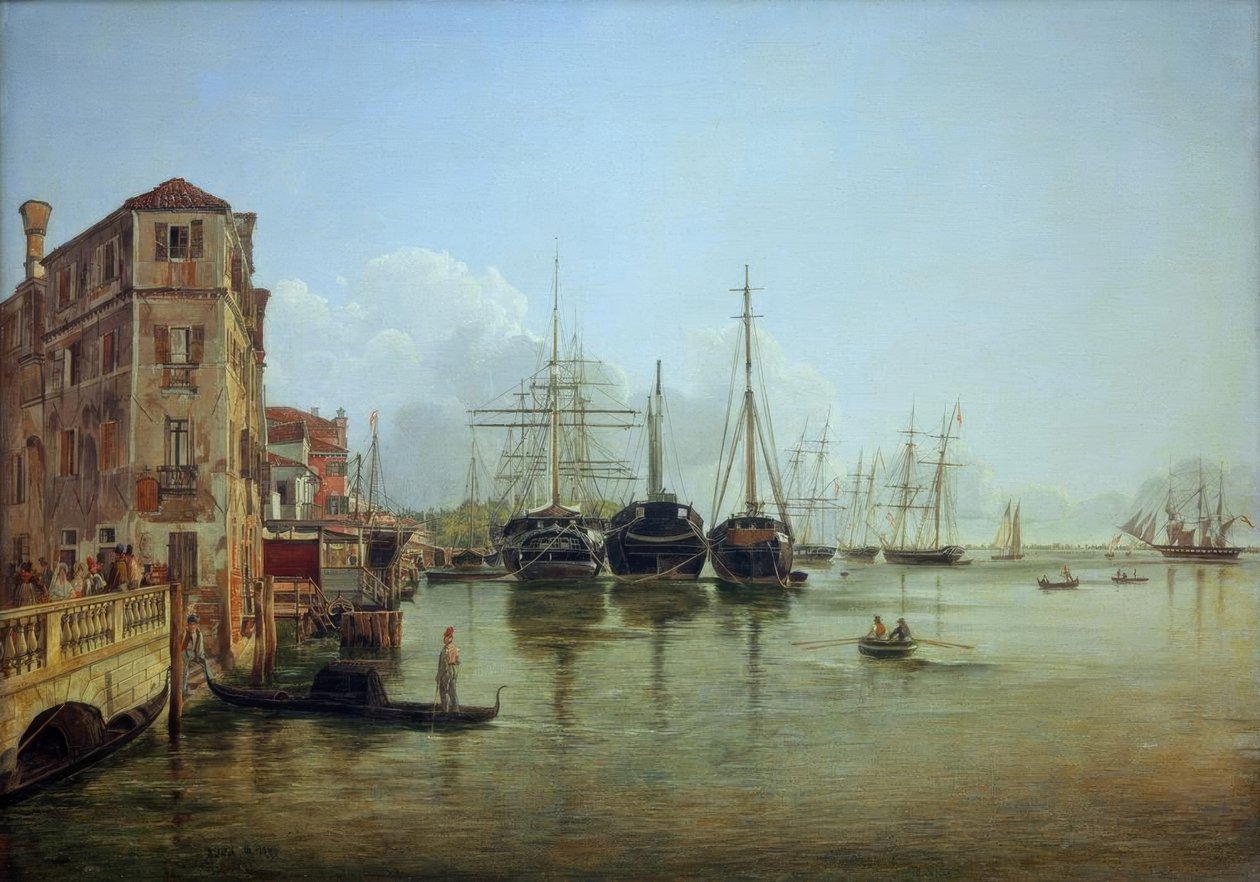 View of Strada Nuova towards the Public Gardens in Venice by Rudolf von Alt