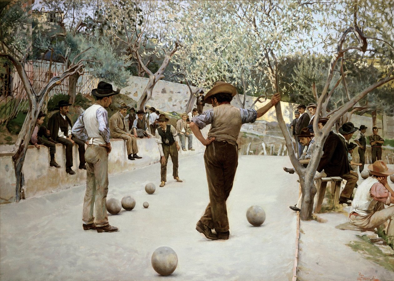 The Game of Boules, Painting by Ruggero Focardi by Ruggero Focardi