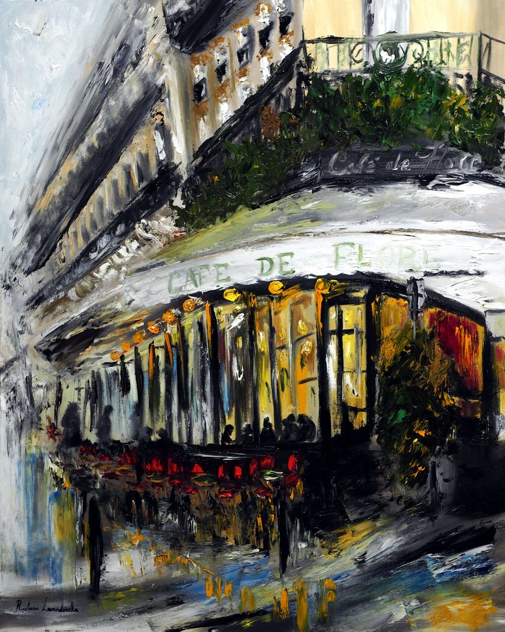 Cafe de Flore Evening Paris by Ruslana Levandovska