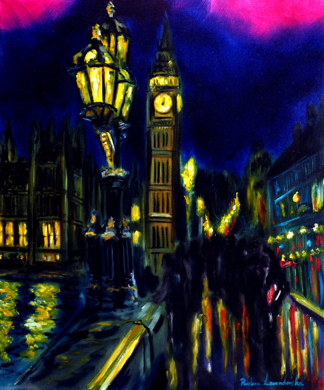 Evening London Westminster Bridge View, 2025 by Ruslana Levandovska
