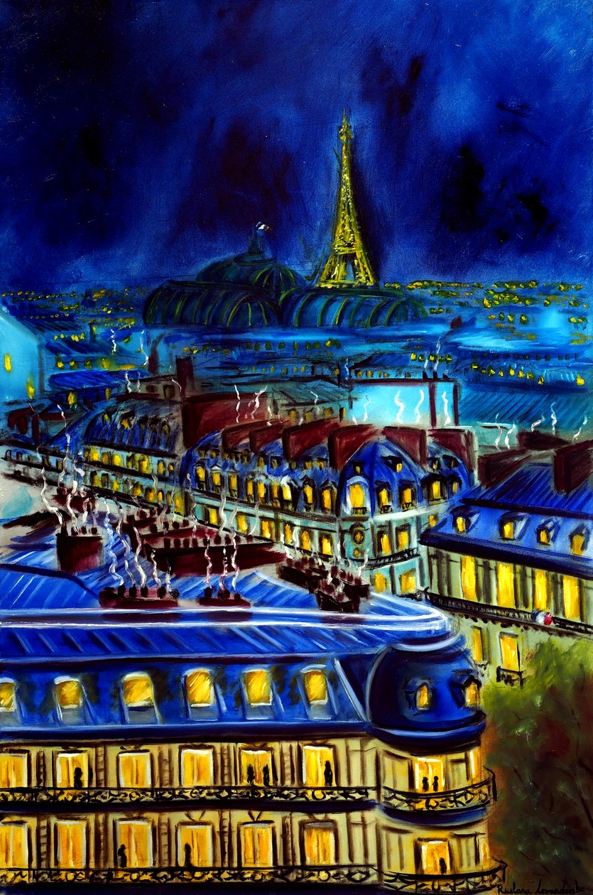 Evening Paris Cityscape, 2025 by Ruslana Levandovska