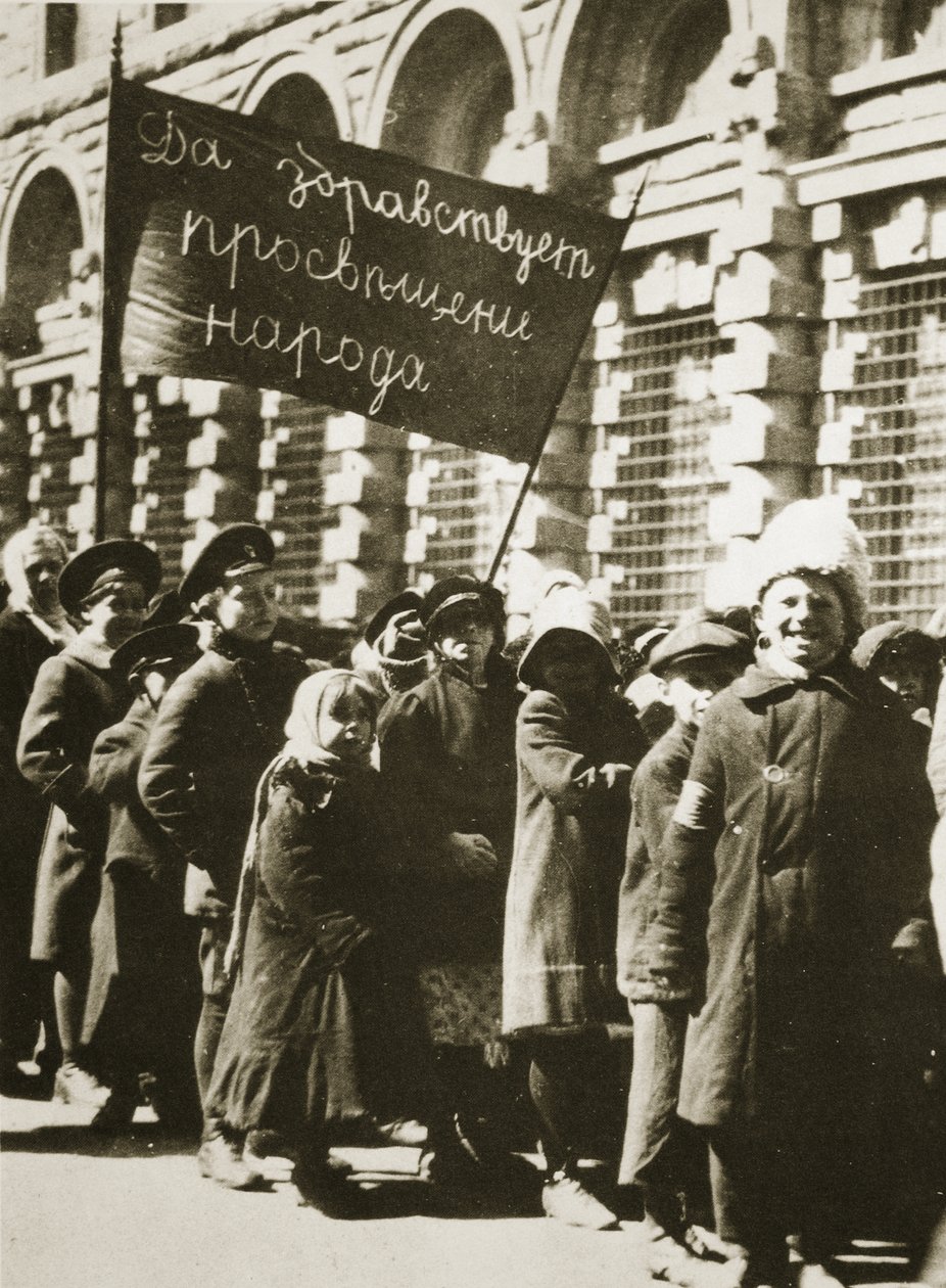 Russian Children Demonstrate for Education and a Better Life, February 1917 by Russian Photographer