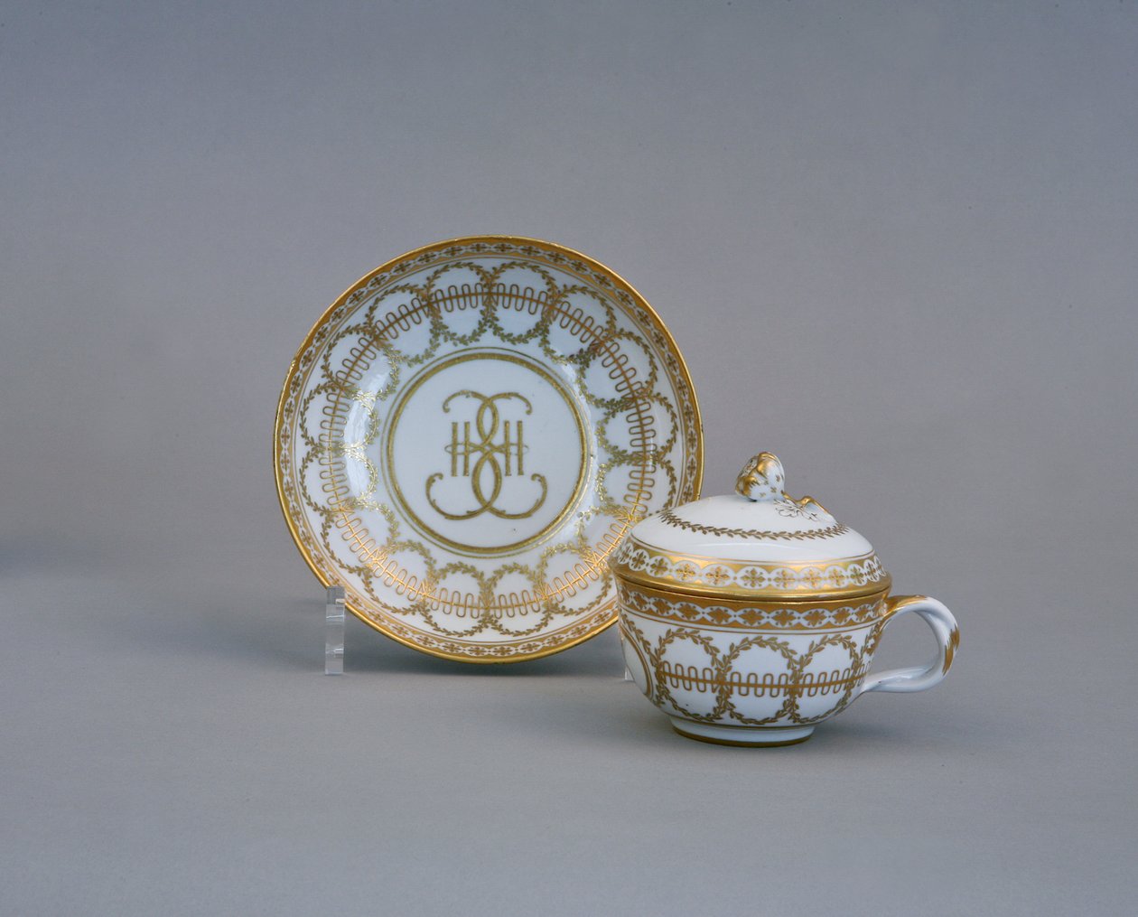 Cup and Saucer with the Monogram of Catherine II, Imperial Porcelain Factory by Russian Master