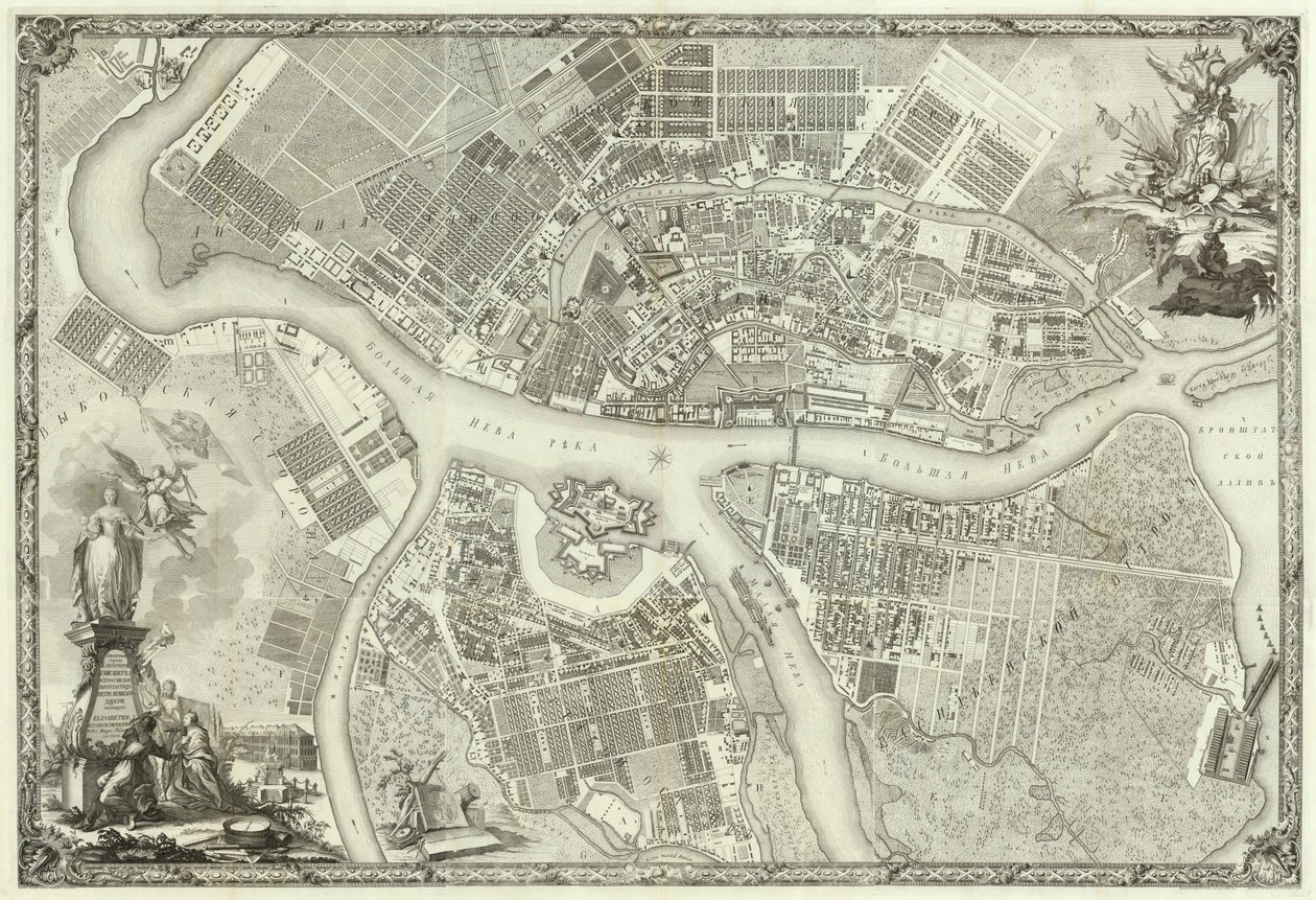 Map of Petersburg Book to the 50th Anniversary of the Founding of St. Petersburg, 1753 by Russian Master