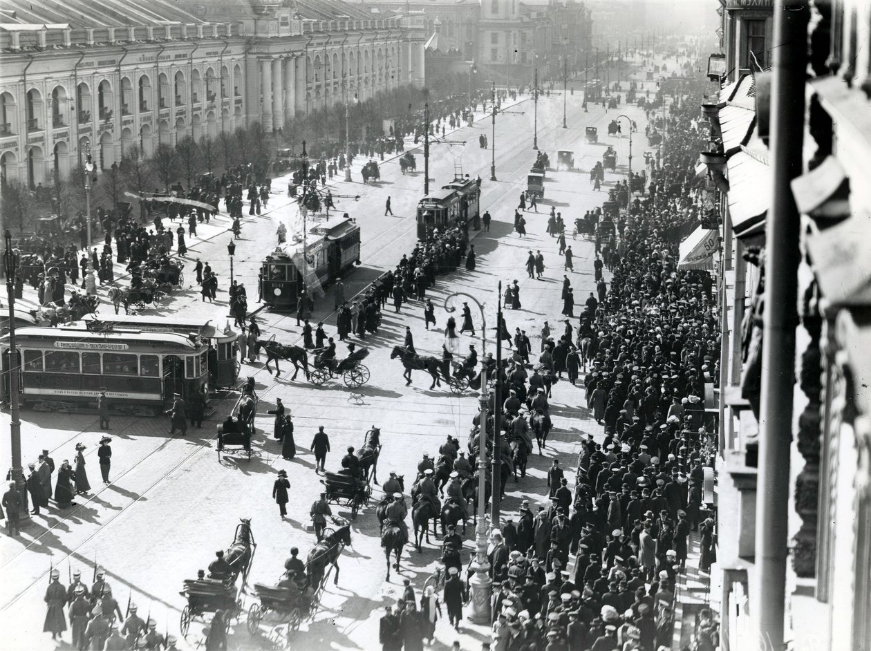 Demonstration in St Petersburg against the Lena massacre in Siberia, April 1912 by Russian Photographer