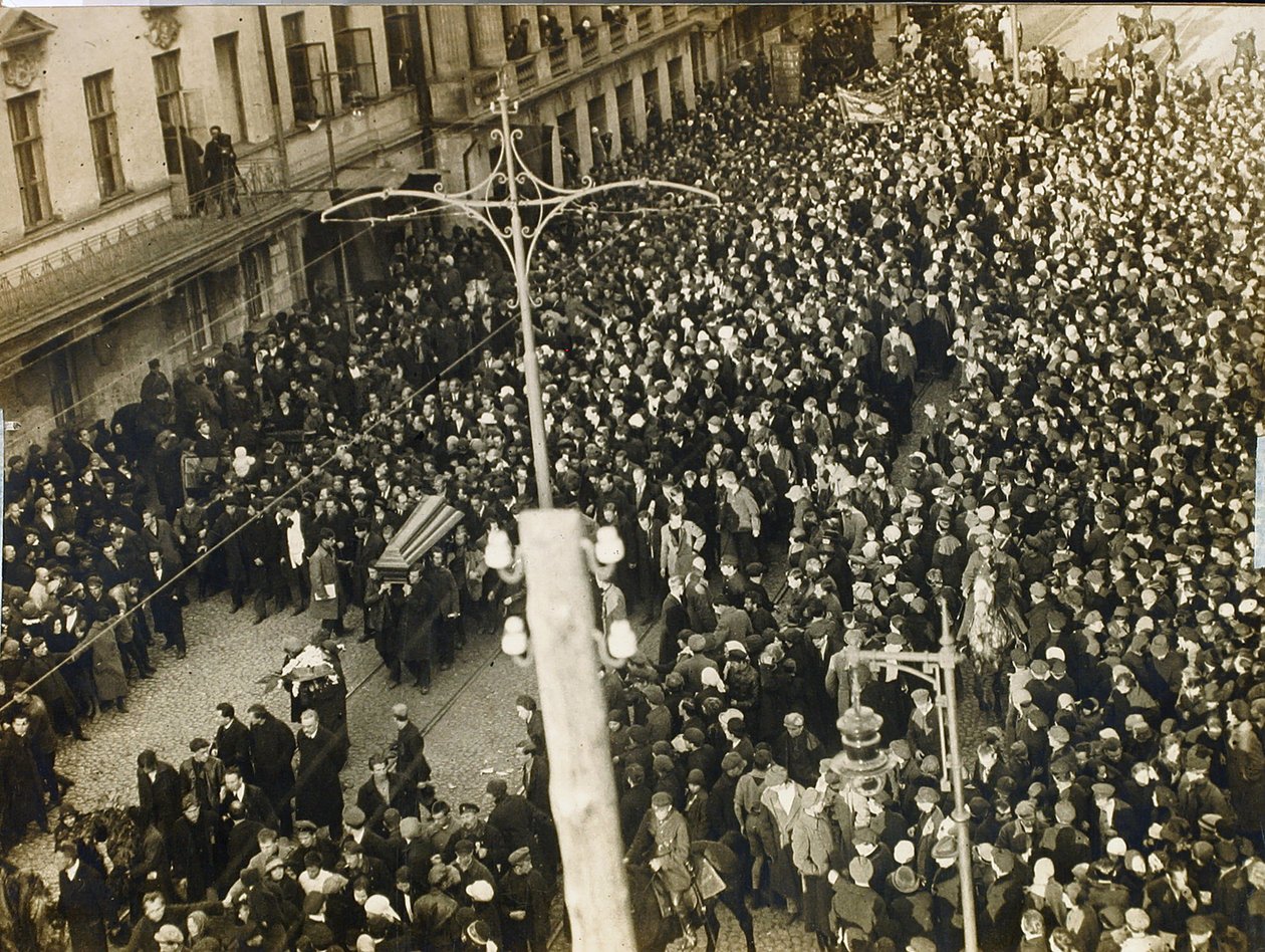 Funeral Procession Of The Poet Valery Yakovlevich Bryusov In Moscow On 12 October by Russian Photographer