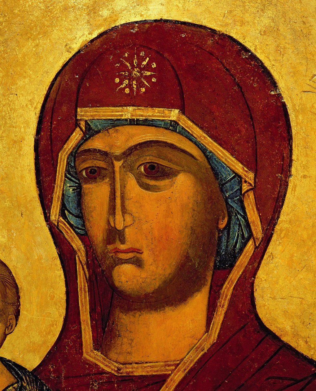 Icon Depicting the Head of the Virgin (detail) by Russian School