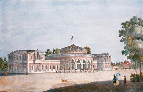 Railway Station and French Restaurant in the Catherine Park by Russian School