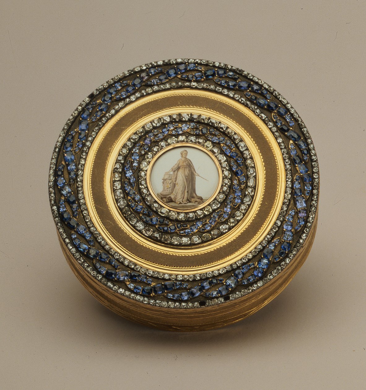 Snuffbox with later miniature of a monument to Catherine II, by Johann Gottlieb Scharff, St. Petersburg, 1776 by Russian School